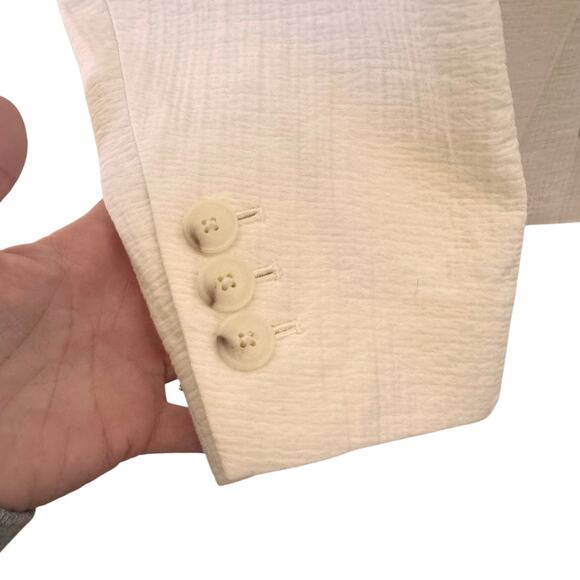 Talbots Textured Double-Breasted Blazer White Ivory Plus Size 16W - Picture 8 of 14